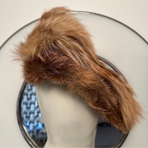 LANVIN Paris Made In Italy Black Brown Fur Wrap Collar Scarf Patent Buckle - Picture 2 of 15